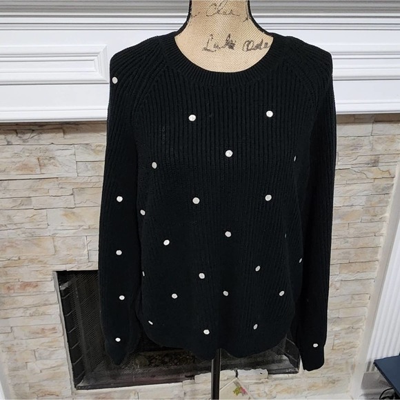 Lucky‎ brand black and white polka dot sweater size medium - Picture 1 of 6